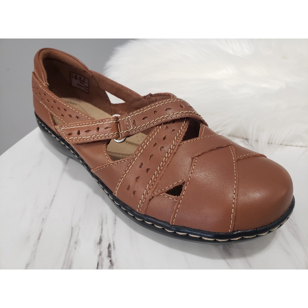 NEW NO BOX SZ 8 WIDE CLARKS Ashland Spin Q Slip-On Loafer Tan brown leather boho